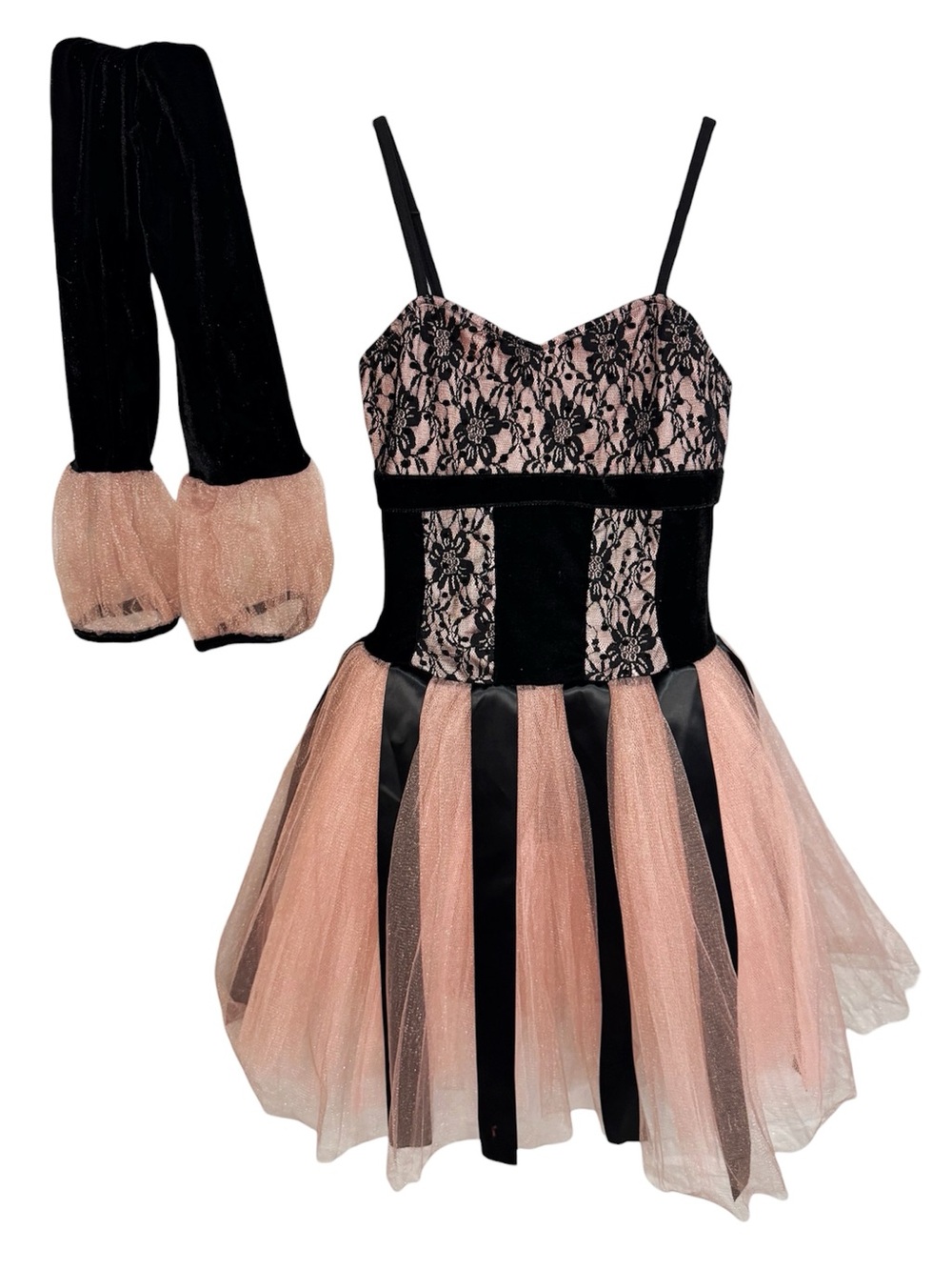 Art Stone the Competitor | Pink and Black Lace Ballet Tutu Dress, Size XLC